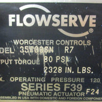 Worcester Flowserve 35F39SN R7 Pneumatic Actuator Series F39 120 PSI 2328 In/Lbs