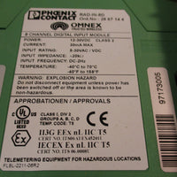 PHOENIX CONTACT RADIN8D / 2867144 8 CHANNEL DIGITAL INPUT MODULE 1230VDC