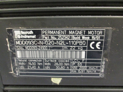 Rexroth Indramat MDD093C-N-020-N2L-110PB0 Permanent Magnet Motor 252342