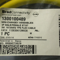 Molex 1300100489 Brad Connectivity Cordset 113030K13M030 3M Long