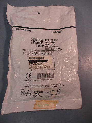 ALLEN BRADLEY INDUCTIVE PROXIMITY SENSOR 872CD8CP18E2 SER. C 1030VDC