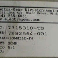 (NOS) Electra Gear 7714310TD Gearbox 5:1,  1" Shaft Dia. 17/16" Bore 30MH15D/F
