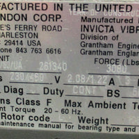 Hindon Invicta ULBK/2814/4/01/60/UA 261340 Vibrator 3080 Lb Force 0.67 HP