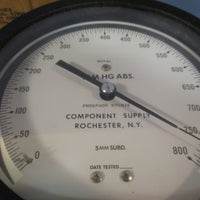 WEKSLER INSTRUMENTS 6" MM HG ABS. Pressure Gauge 0-800 1/4 NPT GT4-213
