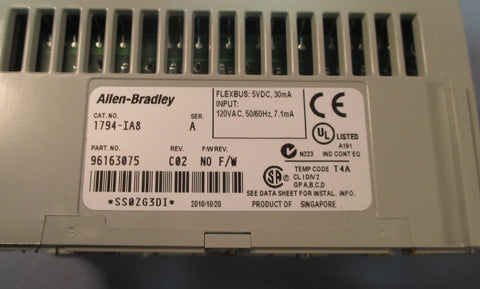 Allen Bradley 1794IA8 120VAC Input Module Flex I/O Series A, Rev. C02 Used