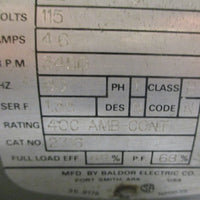 Baldor Clausing 3429602212 Electric Motor 0.25HP 3450RPM 115V 5/8" Shaft Dia