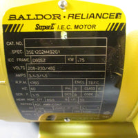 BALDOR SUPER-E I.E.C. MOTOR KW .75 208-230/460V RPM: 1760 3 PHASE 60 HZ MM3546