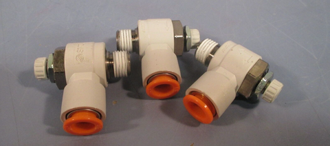 Lot of 3 SMC Flow Control Valve 3/8" Tube 1/4" NPT AS3201FN0211S