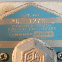Crouse Hinds WeatherProof Switch Enclosure 15.8 CU.IN.  MC11273 Used