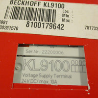 Beckhoff KL9100 Voltage Supply Terminal, 24V DC 10A