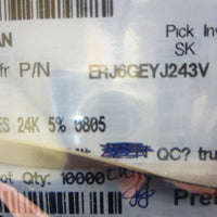 Panasonic ERJ6GEYJ243V Thick Film Resistors, 24K ohm, 5% T, 0805, 125mW, 8426 pc