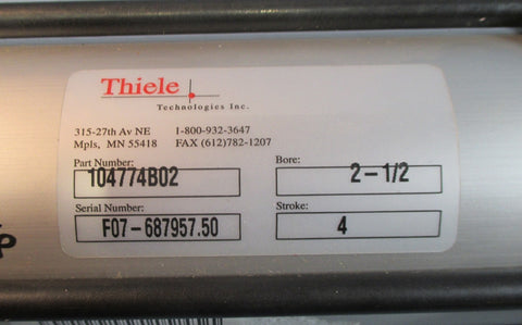 Thiele Technologies 104774B02 Pneumatic Cylinder 21/2" Bore & 4" Stroke