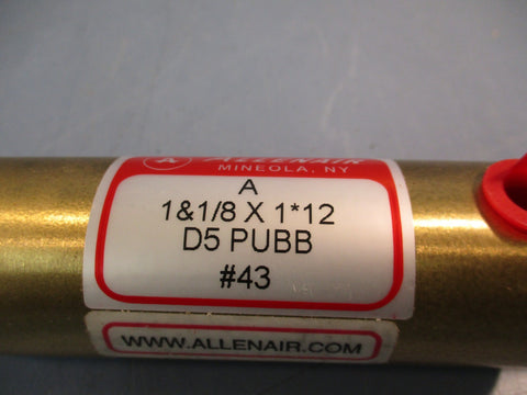 ALLENAIR A 1&1/8 x 1 3/8 D5 PUBB #48 Air Cylinder  1-1/8" Bore 1-3/8" Stroke