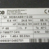Lenze 3 Phase MDSKABS11222 Servo Motor 6.4 kW, 2490 RPM, 11/2" Shaft