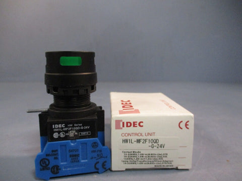 Idec Pushbutton, Green HW1L-MF2F10QD-G-24V