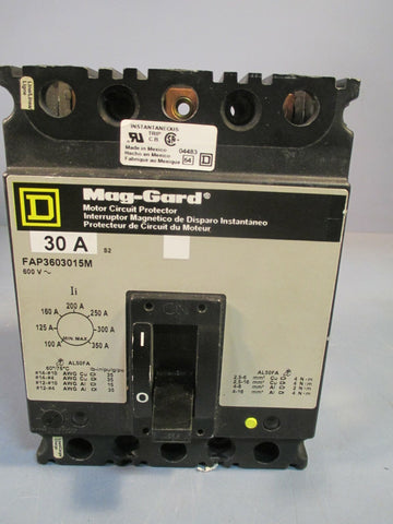Square D Mag-Gard Circuit Breaker 3 Pole 30 Amp 600V FAP3603015M