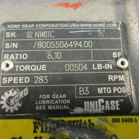Nord Gear Corp 02 N140TC Gearbox 6,10 Ratio 283RPM 12" Length 00504LBIN