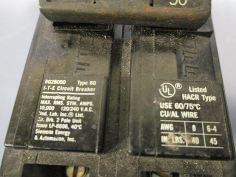 Siemens 50A 2-Pole 120/240V BQ Bolt-On Circuit Breaker BQ2B050