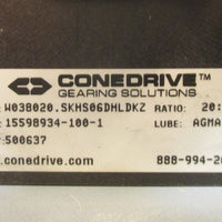 ConeDrive Gearing W038020SKHS06DHLDKZ 20:1 Ratio Gearbox Gear Reducer NWOB