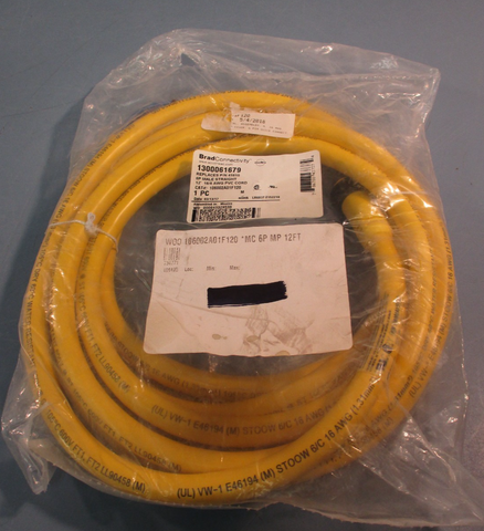Brad Connectivity 1300061679 12" 16/6 PVC Cord 6 Pin Quick Connect Cord