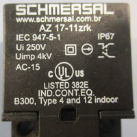 Schmersal AZ1711ZRK Safety Interlock Switch 250V 4kV IP67 31/4" Length
