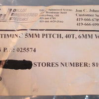Dillin Engineering 200 5M Timing Belts 5mm Pitch 40 Teeth 6mm Wide Bag of 50