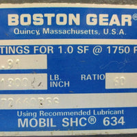 Boston Gear 700 Series RF72660B5G Speed Reducer .91HP 11/8" Shaft Dia. 60:1 NOS