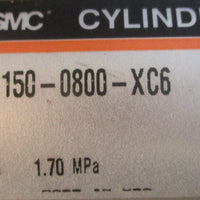 SMC Cylinder NCA1S1500800XC6 Pneumatic Cylinder 73/4" Stroke 250 PSI 1.70MPa