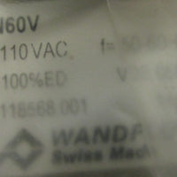 Wandfluh SIN60V Solenoid Valve 110 VAC 50-60 Hz VDE 0580 S1=100%ED