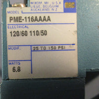Mac Valves PME-116AAAA Solenoid Valve 25-150PSI 120V 60Hz 6.8W Lot of 2