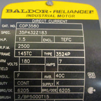 Baldor Reliance CDP3580 DC Industrial Motor 35P432Z183 1.5HP 2500RPM 7/8" Shaft