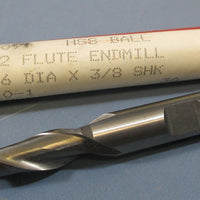 Brubaker Ball End Mill Cutter, 5/16" DIA x 3/8" SHK, HSS, 2E, LD=1.700, USA