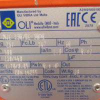 OLI Standard Electric Vibrator, Rotary Motor 3 PH 60HZ 230/460V MVE550/8E50A0