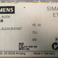 Siemens Simatic ET200 6ES7 1943AA000AA0 Teminal Block w/ 6ES7 1941KB000XA0