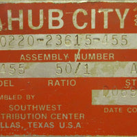 Hub City 022023615455 Gearbox 50:1 Style A 31/8" Bore 7/8" Shaft Dia (NOS)