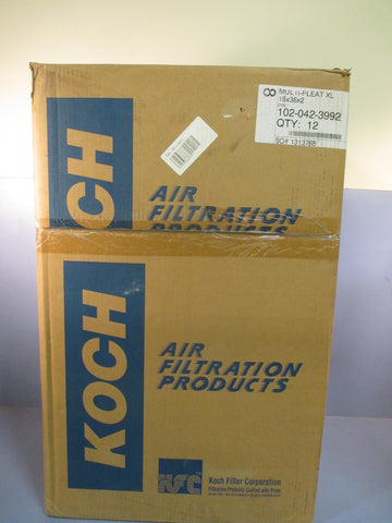 Box of 12 Koch Filter Corporation Air Filter 18 IN X 36 IN X 2 IN 102042399