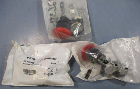 (Lot of 3) Eaton Cutler Hammer E22LPB2 Ser A1 40mm Mushroom 2Pos PushPull Btn.