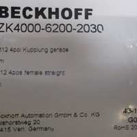 Beckhoff ZK 400062002030 3m Data Cable M12 4POS Female Straight