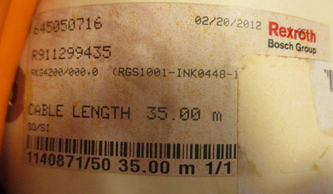 Rexroth RKG4200 Servo Motor Power Cable R911299435 35 Meters Long