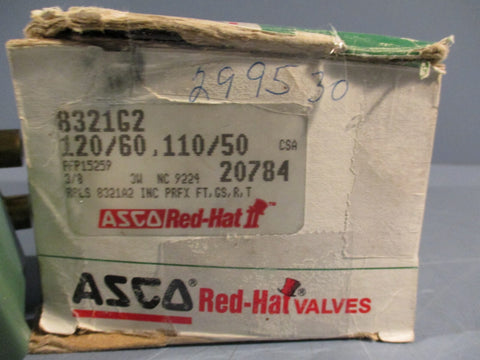 Asco 8321G2 Red Hat Solenoid Valve 3/8" Pipe, 110/120V .6 Watts, 50/60 Hz
