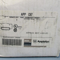 Appleton APP C67 2" Grayloy FM7 Conduit Body Type C Straight 50 CU IN NIB