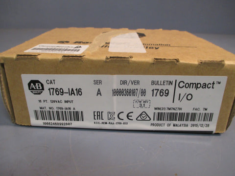 AllenBradley Compact I/O  16 PT. PLC Input Module 120VAC Ser A 1769IA16 SEALED