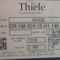 Thiele 164328 Gear Reducer GRHM82415H114023 15:1 Ratio 17/16" Bore NOS
