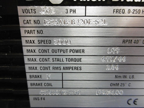Allen Bradley 1326AB-B420E Series B 3K RPM AC Servo Motor