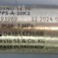 Festo DSNU1670PPSA20K2 Pneumatic Cylinder 19389 16mm Bore 70mm Stroke