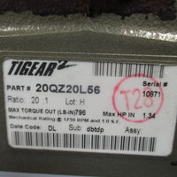 DODGE TIGEAR2 GEARBOX WASHDOWN CFACE 1750 RPM 1.34 HP RATIO 20:1 20QZ20L56