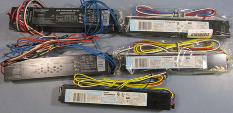 (Lot of 5 Electronic Ballasts (2) Sylvania QHE 3x32T8/UNV ISHSC & (3) Advance