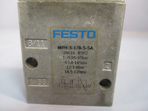 FESTO SOLENOID VALVE 28616 R502 MFH31/8SSA