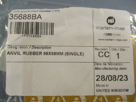 Markem-Imaje 35688BA Anvil Rubber Print Pad 98X98mm Rev CC Lot of 4