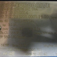 Sew Eurodrive R47 DRN100L4 Gearmotor 3HP 1765/121HP Inverter Duty 1-1/4" Shaft